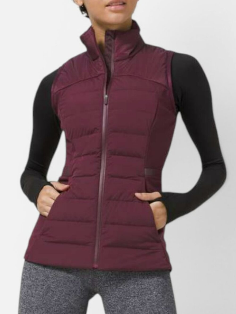 Lululemon Down For It All Vest Cassis Burgundy Goose Down Running Vest Size 12